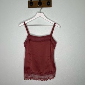 ATL Studios Rose Pink Lace Trim Chemise Tank Top